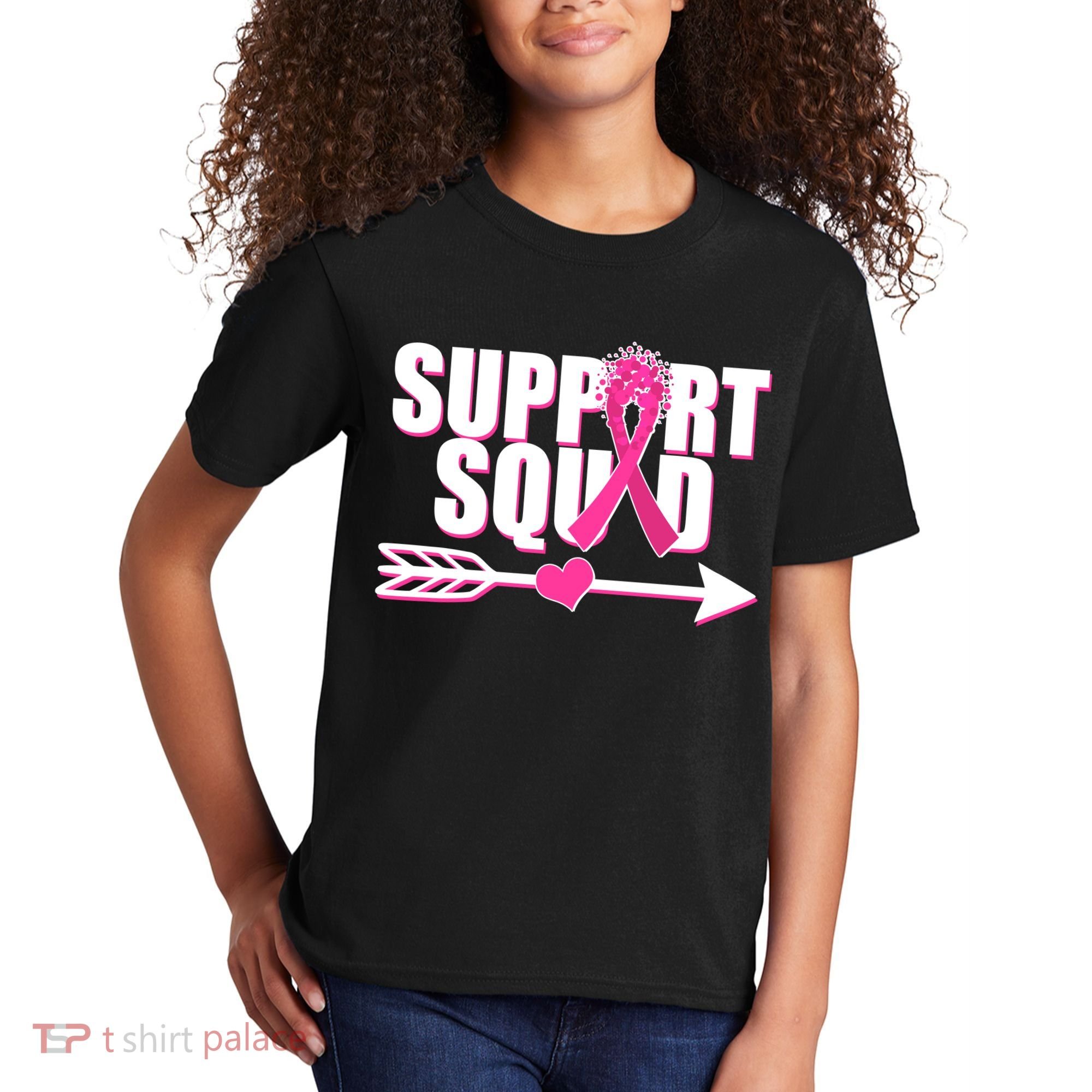 Support Squad Breast Cancer Awareness Pink Ribbon Kids T-Shirt