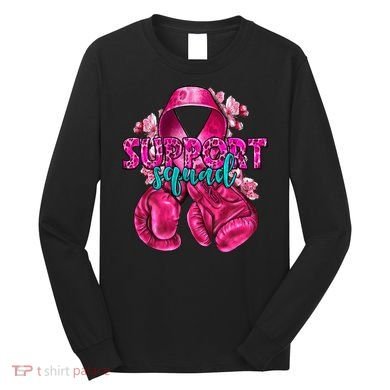 Support Squad Breast Cancer Awareness Boxing Gloves Long Sleeve Shirt