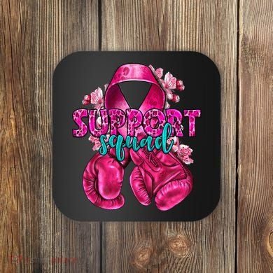 Support Squad Breast Cancer Awareness Boxing Gloves Coaster