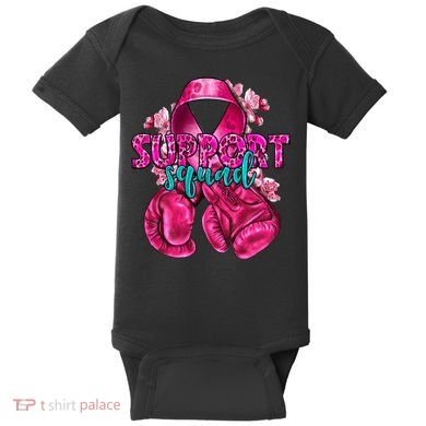 Support Squad Breast Cancer Awareness Boxing Gloves Baby Bodysuit