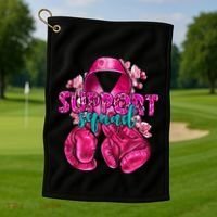 Support Squad Breast Cancer Awareness Boxing Gloves Golf Towel thumb 1