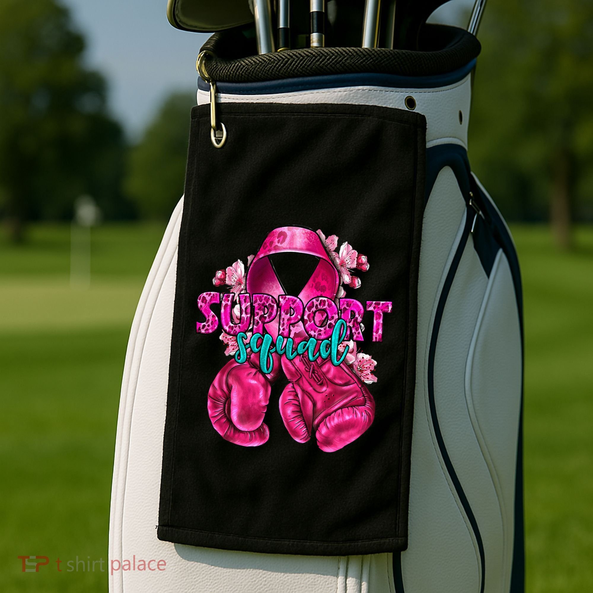 Support Squad Breast Cancer Awareness Boxing Gloves Golf Towel