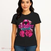 Support Squad Breast Cancer Awareness Boxing Gloves Women's T-Shirt thumb 4