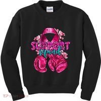 Support Squad Breast Cancer Awareness Boxing Gloves Kids Sweatshirt thumb 0
