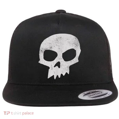 Sid Skull Black Flat Bill Trucker Hat