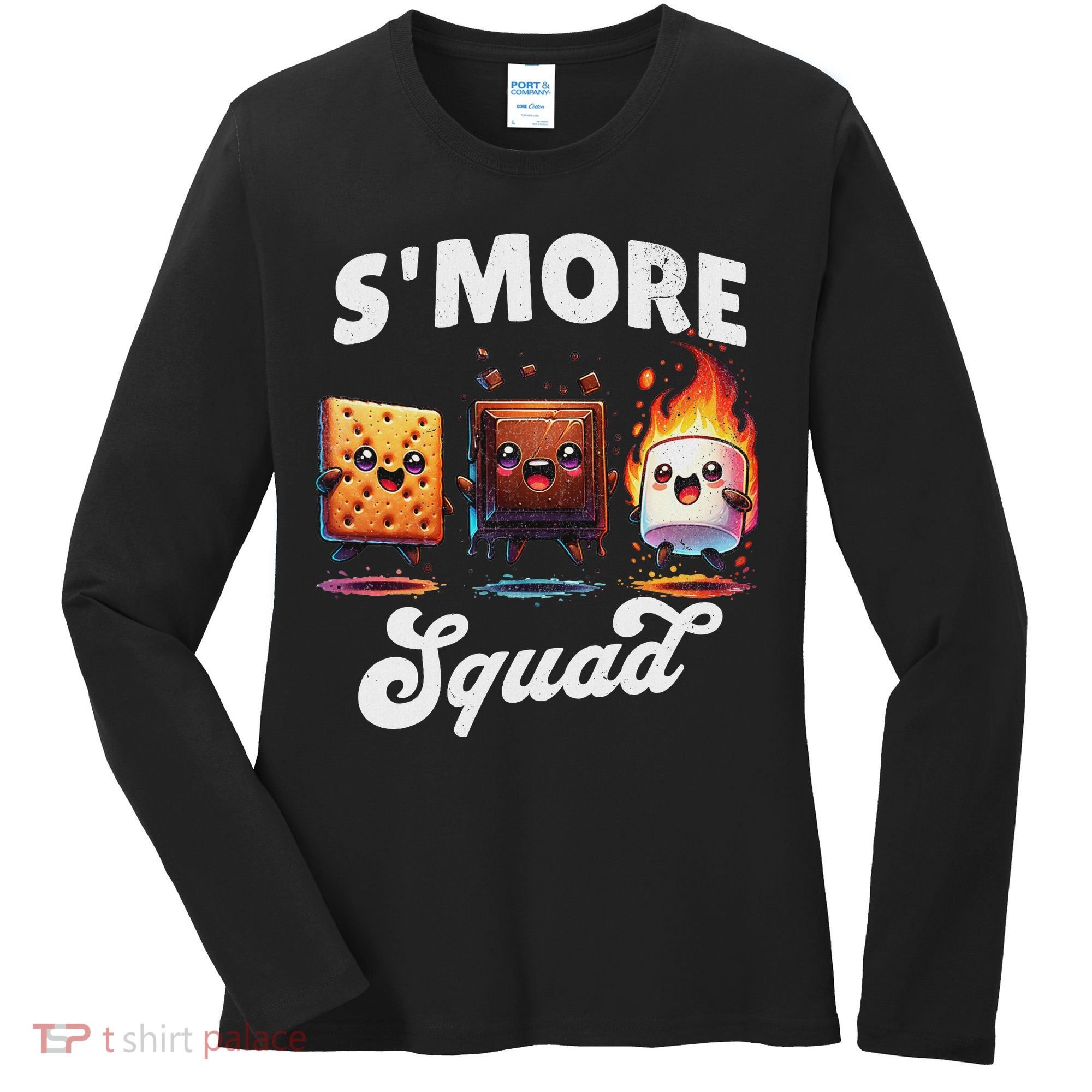 Smore Squad Camping Campfire Chocolate Marshmallow S'mores Women's Long Sleeve Shirt