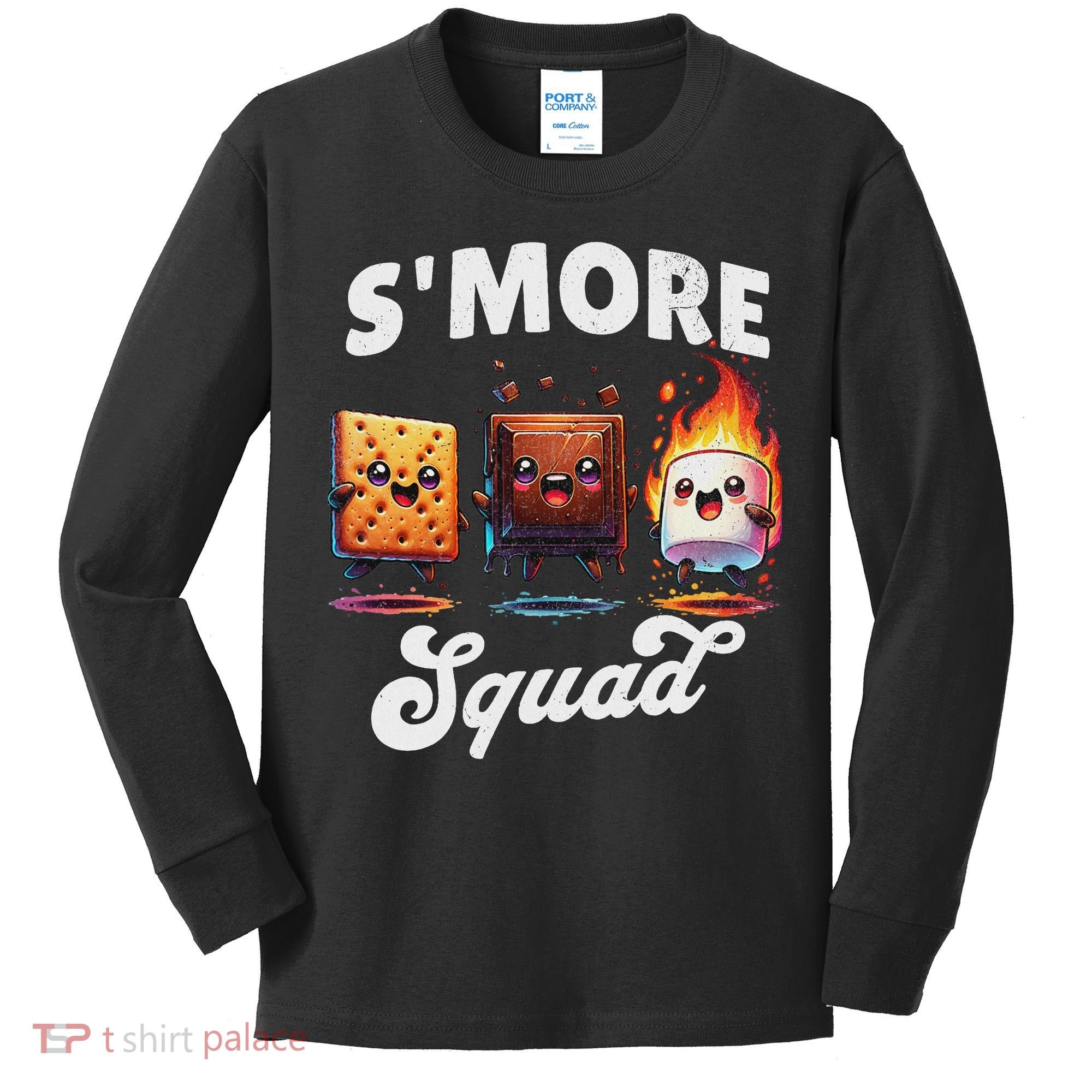 Smore Squad Camping Campfire Chocolate Marshmallow S'mores Kids Long Sleeve Shirt
