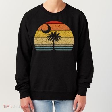 Sunset South Carolina Flag Palmetto Tree Crescent Moon Women's Sweatshirt
