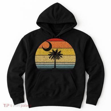 Sunset South Carolina Flag Palmetto Tree Crescent Moon Hoodie