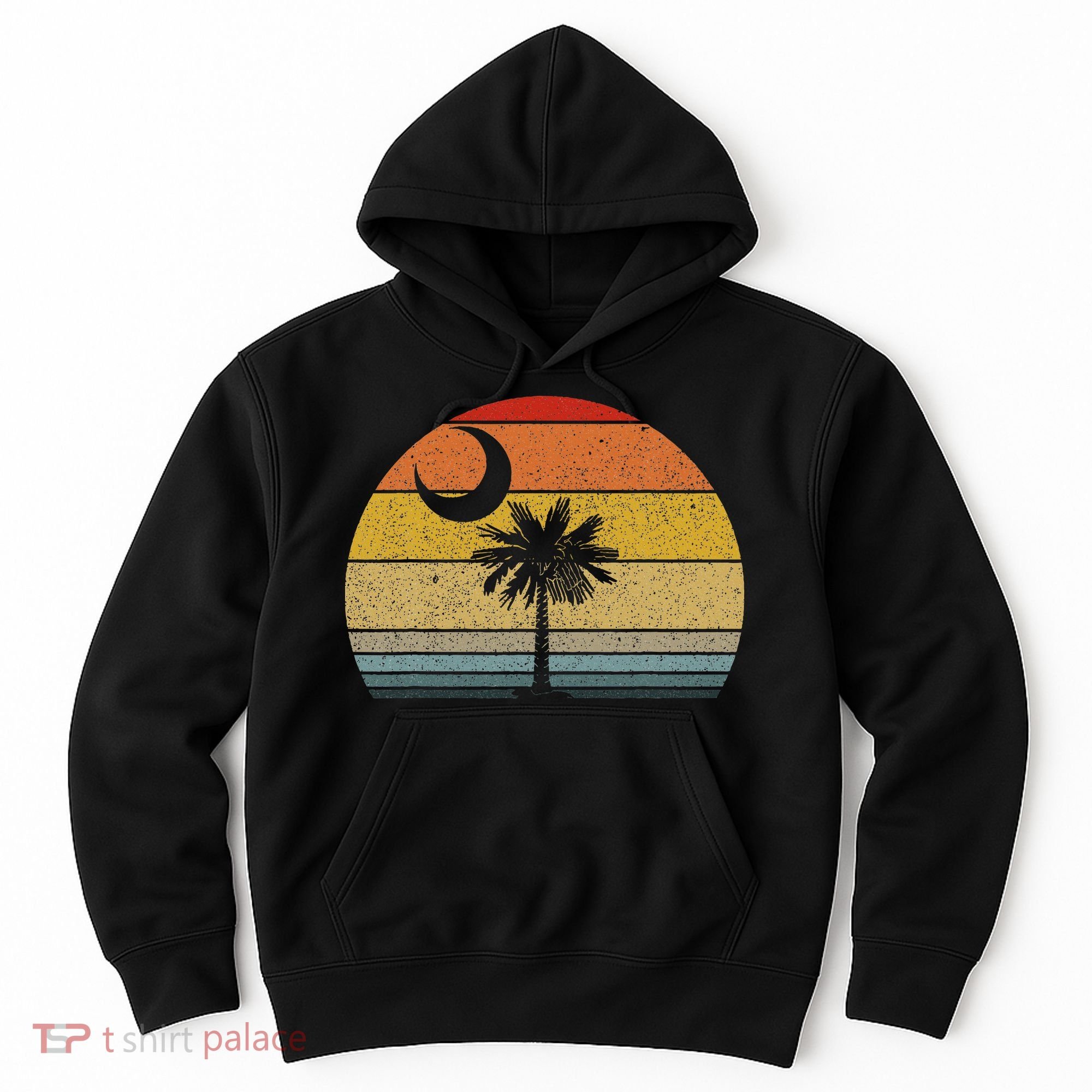 Sunset South Carolina Flag Palmetto Tree Crescent Moon Hoodie