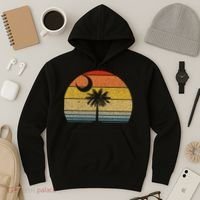 Sunset South Carolina Flag Palmetto Tree Crescent Moon Hoodie thumb 3