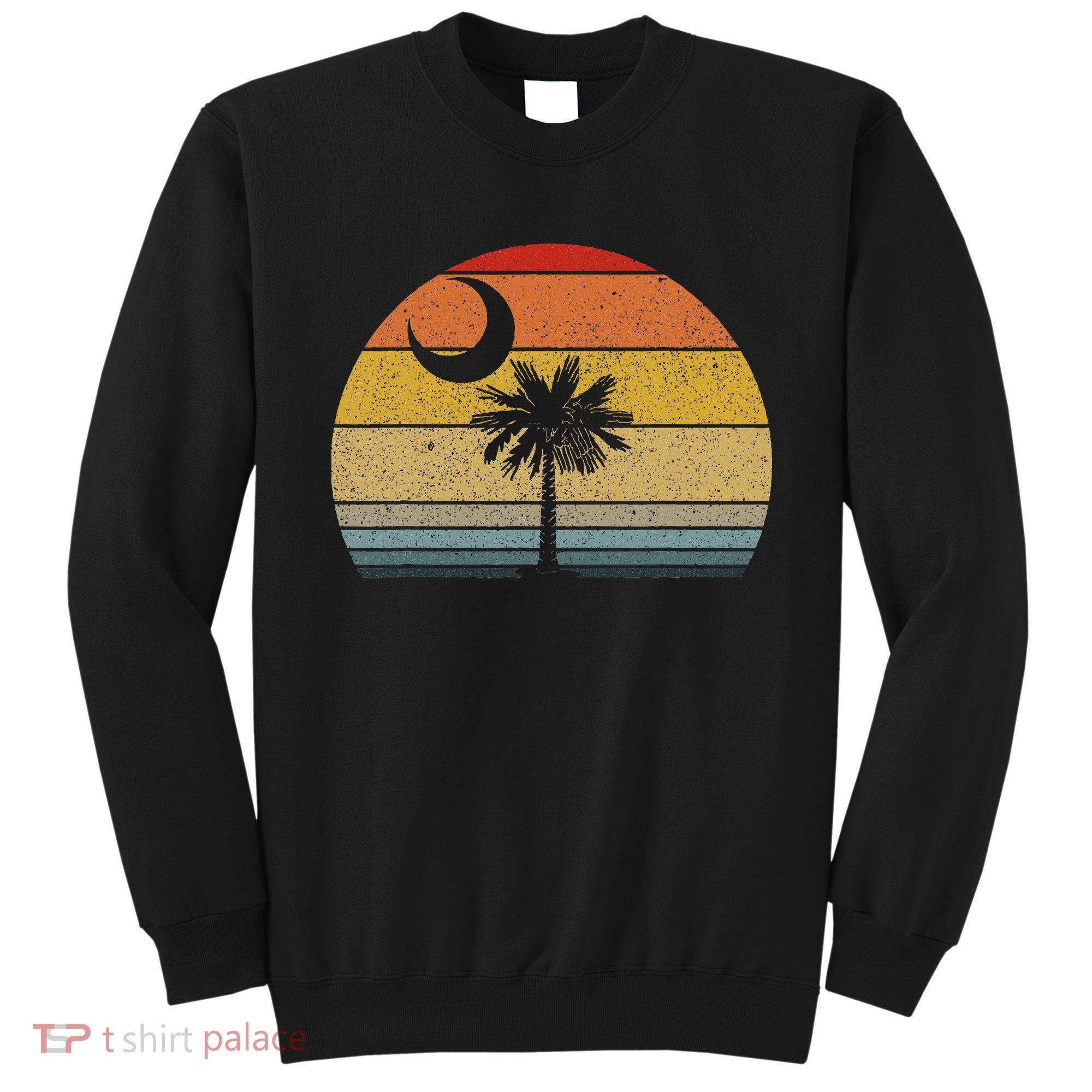 Sunset South Carolina Flag Palmetto Tree Crescent Moon Sweatshirt