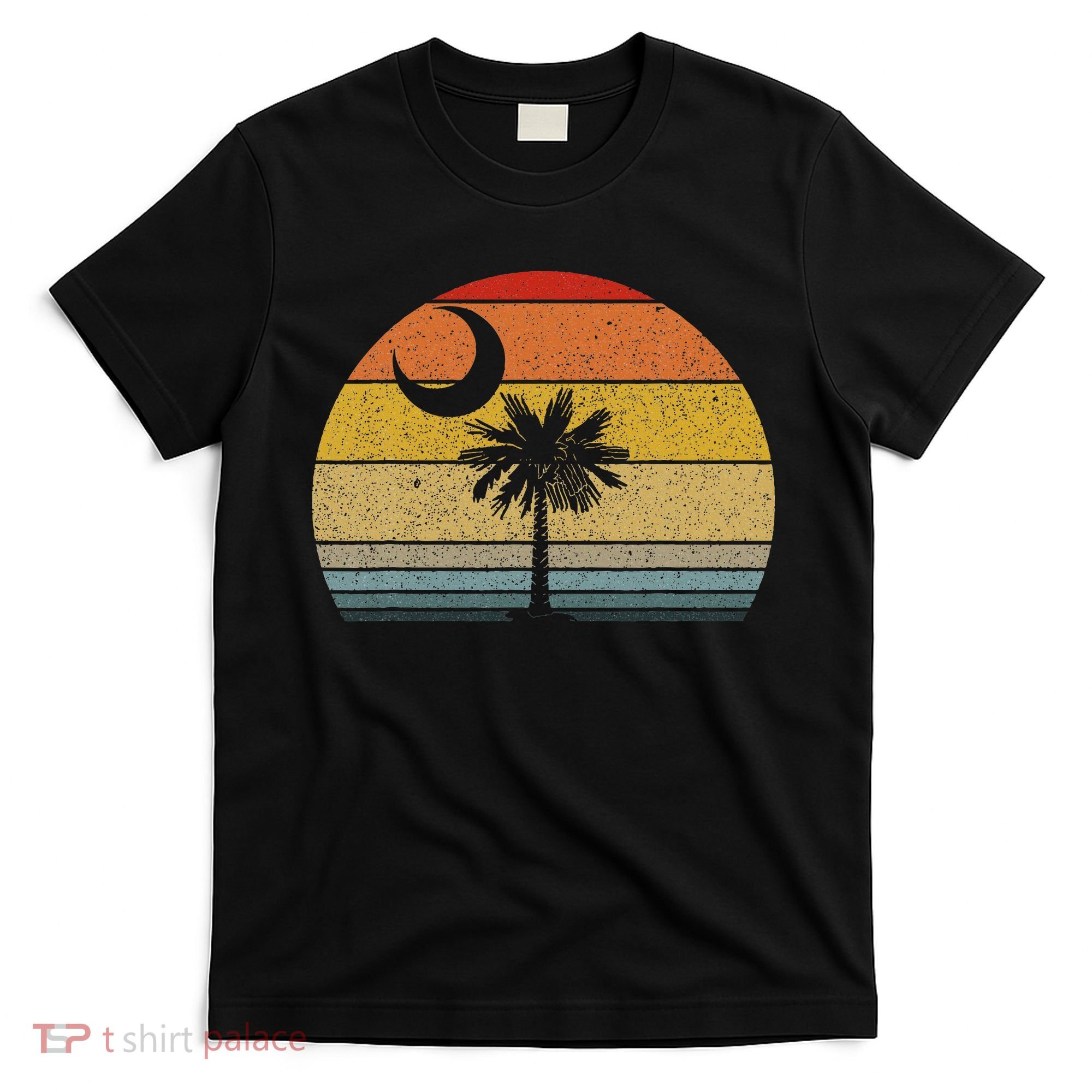 Sunset South Carolina Flag Palmetto Tree Crescent Moon T-Shirt