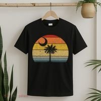 Sunset South Carolina Flag Palmetto Tree Crescent Moon T-Shirt thumb 2