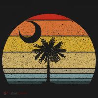 Sunset South Carolina Flag Palmetto Tree Crescent Moon T-Shirt thumb 7