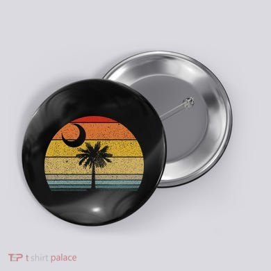 Sunset South Carolina Flag Palmetto Tree Crescent Moon Button
