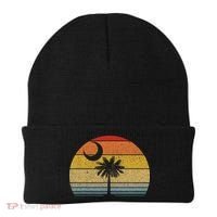 Sunset South Carolina Flag Palmetto Tree Crescent Moon Beanie thumb 0