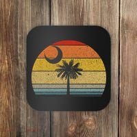 Sunset South Carolina Flag Palmetto Tree Crescent Moon Coaster thumb 0