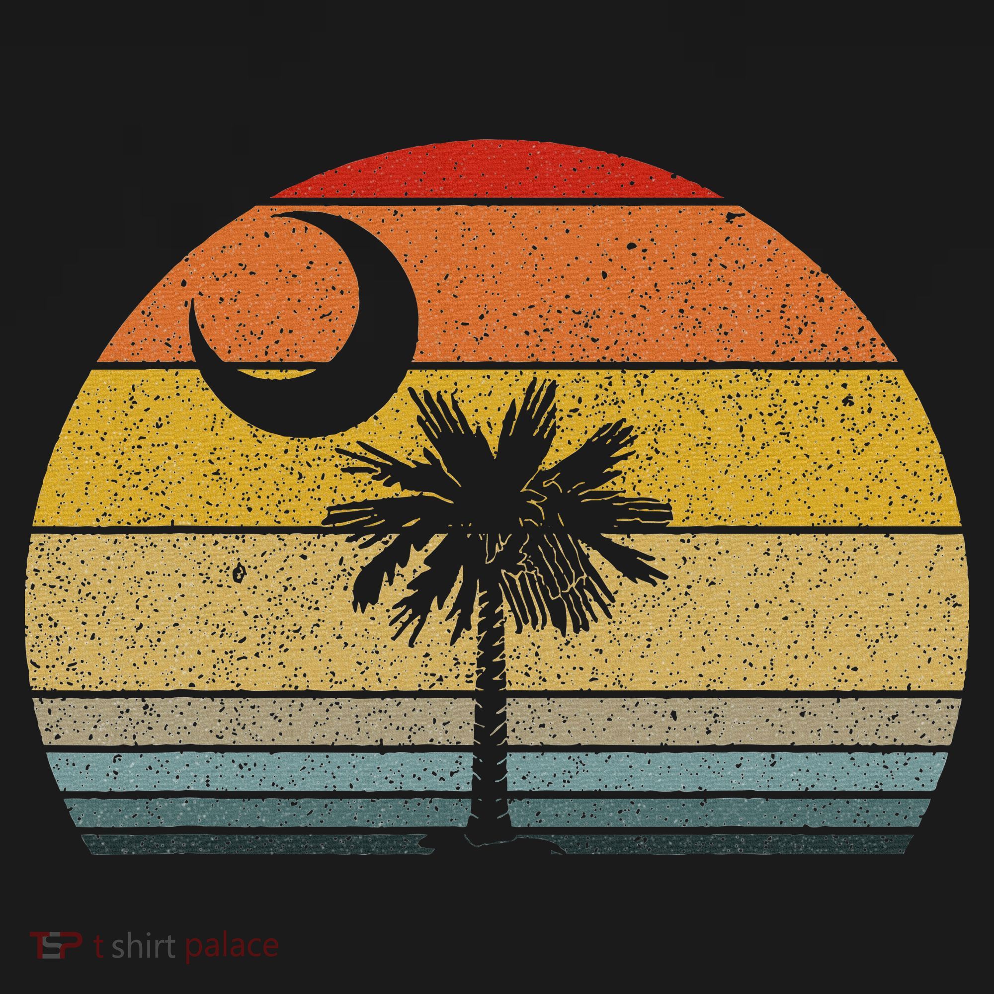 Sunset South Carolina Flag Palmetto Tree Crescent Moon Polo