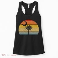 Sunset South Carolina Flag Palmetto Tree Crescent Moon Women's Tank Top thumb 0