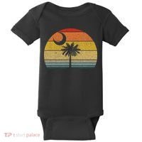 Sunset South Carolina Flag Palmetto Tree Crescent Moon Baby Bodysuit thumb 0