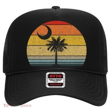 Sunset South Carolina Flag Palmetto Tree Crescent Moon Hat