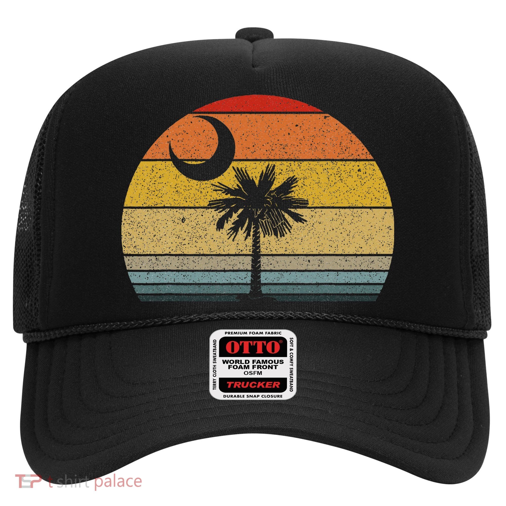 Sunset South Carolina Flag Palmetto Tree Crescent Moon Hat