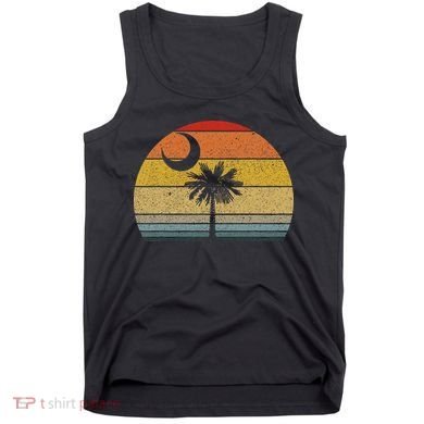 Sunset South Carolina Flag Palmetto Tree Crescent Moon Tank Top
