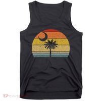 Sunset South Carolina Flag Palmetto Tree Crescent Moon Tank Top thumb 0