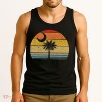 Sunset South Carolina Flag Palmetto Tree Crescent Moon Tank Top thumb 3