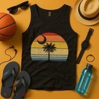 Sunset South Carolina Flag Palmetto Tree Crescent Moon Tank Top thumb 4