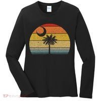 Sunset South Carolina Flag Palmetto Tree Crescent Moon Women's Long Sleeve Shirt thumb 0