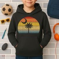 Sunset South Carolina Flag Palmetto Tree Crescent Moon Kids Hoodie thumb 2