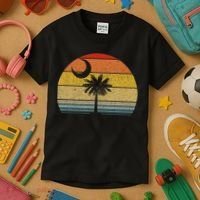 Sunset South Carolina Flag Palmetto Tree Crescent Moon Kids T-Shirt thumb 3