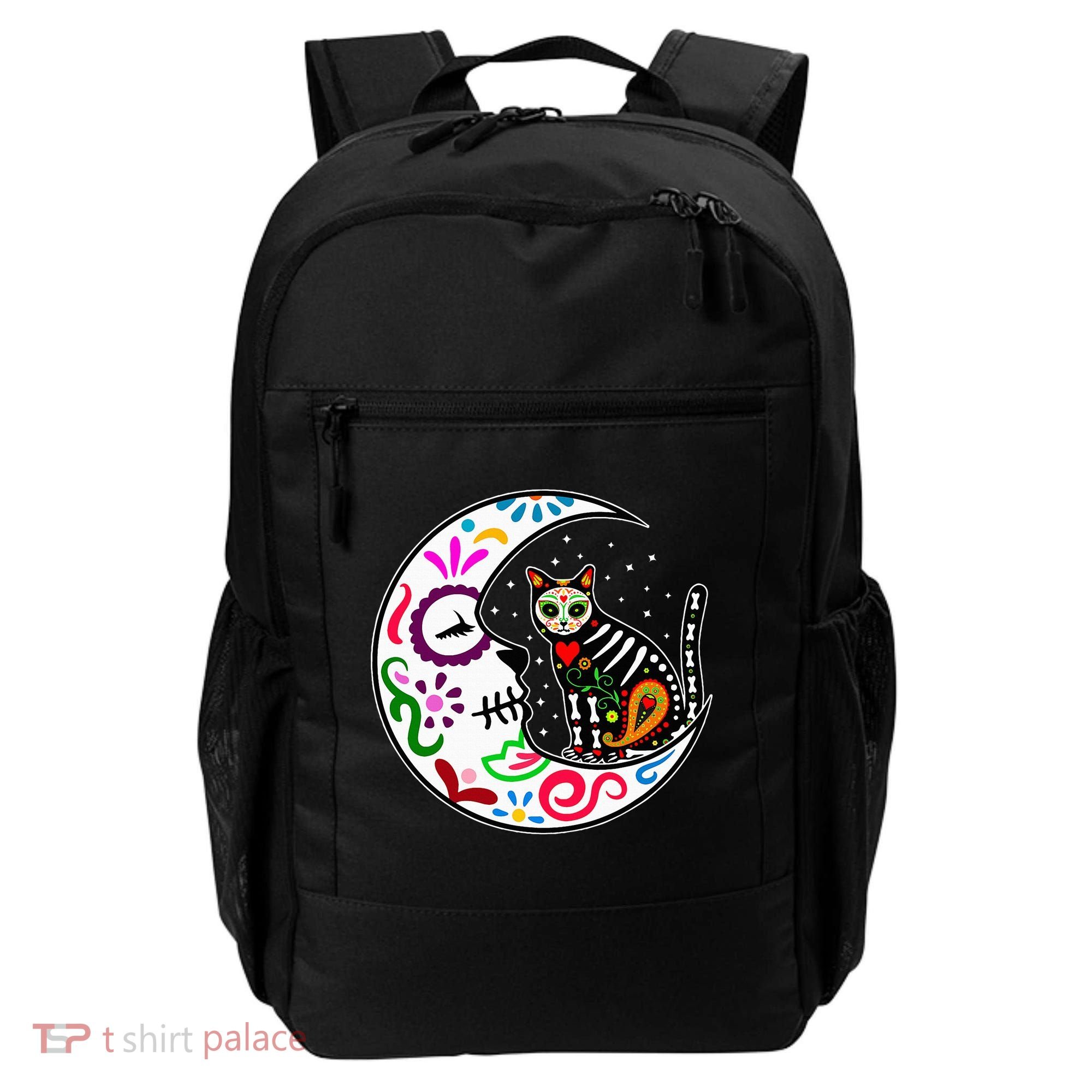Sugar Skull Cat Moon Dia De Los Muertos Mexican Backpack