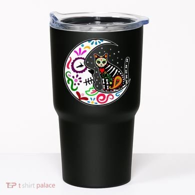 Sugar Skull Cat Moon Dia De Los Muertos Mexican Tumbler