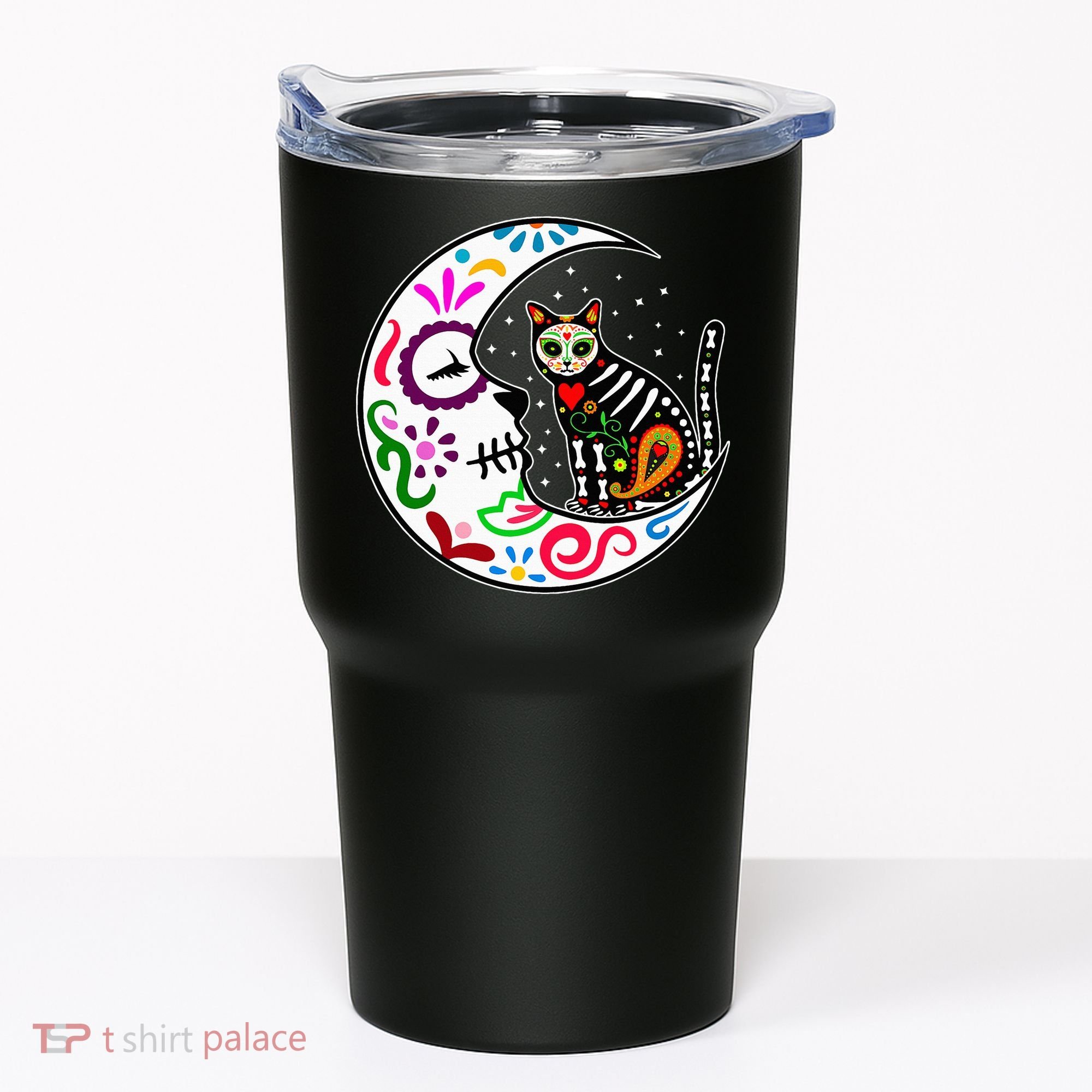 Sugar Skull Cat Moon Dia De Los Muertos Mexican Tumbler