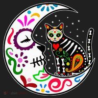 Sugar Skull Cat Moon Dia De Los Muertos Mexican Tumbler thumb 3