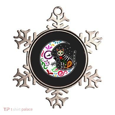 Sugar Skull Cat Moon Dia De Los Muertos Mexican Ornament