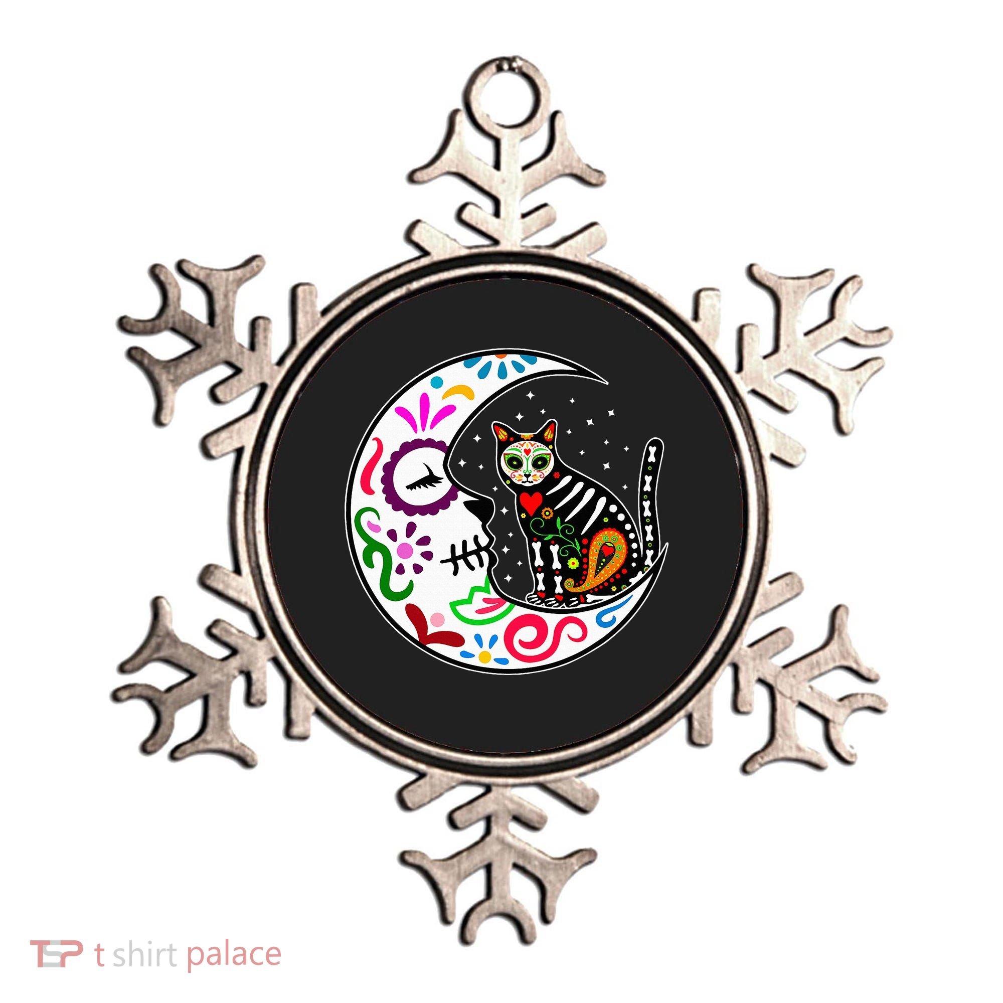 Sugar Skull Cat Moon Dia De Los Muertos Mexican Ornament