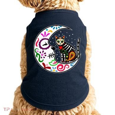 Sugar Skull Cat Moon Dia De Los Muertos Mexican Doggie Tank