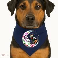 Sugar Skull Cat Moon Dia De Los Muertos Mexican USA-Made Doggie Bandana thumb 1