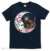 Sugar Skull Cat Moon Dia De Los Muertos Mexican T-Shirt thumb 0
