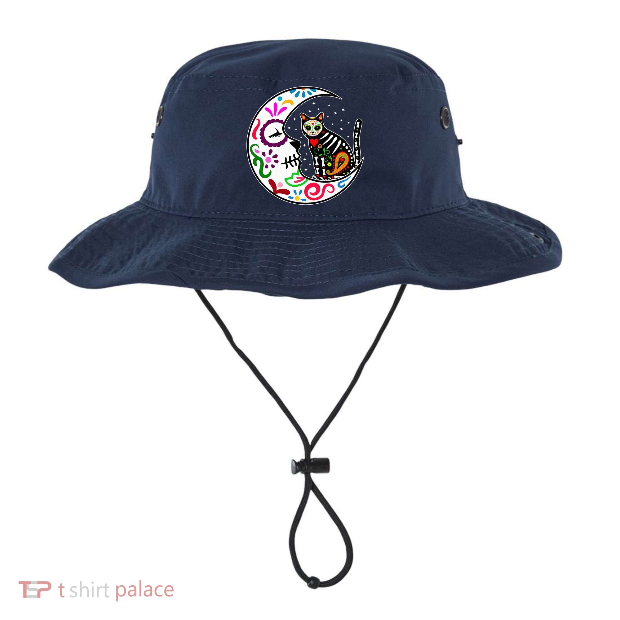 Sugar Skull Cat Moon Dia De Los Muertos Mexican Bucket Hat