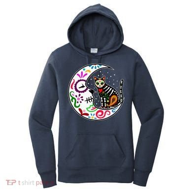 Sugar Skull Cat Moon Dia De Los Muertos Mexican Women's Hoodie