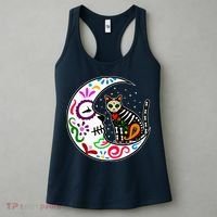 Sugar Skull Cat Moon Dia De Los Muertos Mexican Women's Tank Top thumb 3