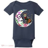 Sugar Skull Cat Moon Dia De Los Muertos Mexican Baby Bodysuit thumb 0