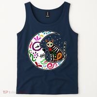 Sugar Skull Cat Moon Dia De Los Muertos Mexican Tank Top thumb 2