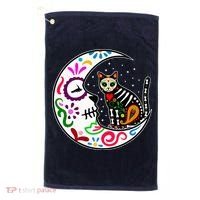 Sugar Skull Cat Moon Dia De Los Muertos Mexican Golf Towel thumb 0