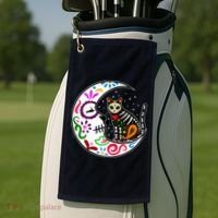 Sugar Skull Cat Moon Dia De Los Muertos Mexican Golf Towel thumb 2